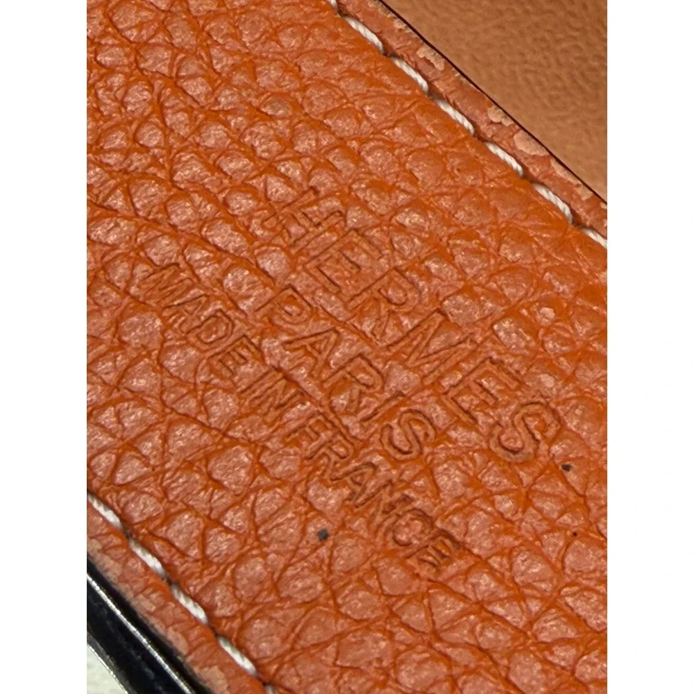 Hermes Reversible Belt Strap Black Orange Togo Epsom Leather 125cm France
